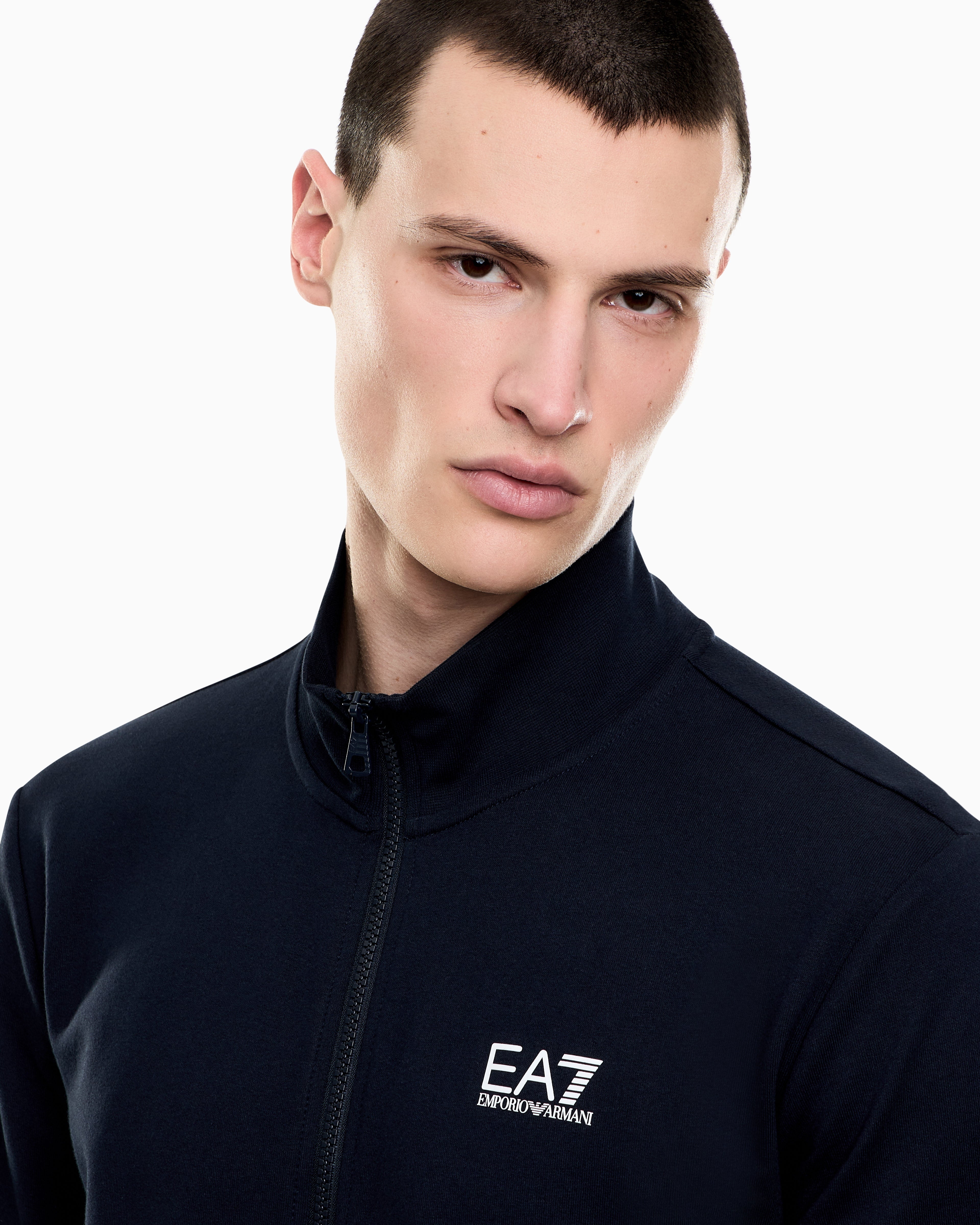 EA7 Cotton suit with zip and stand collar Core Identity