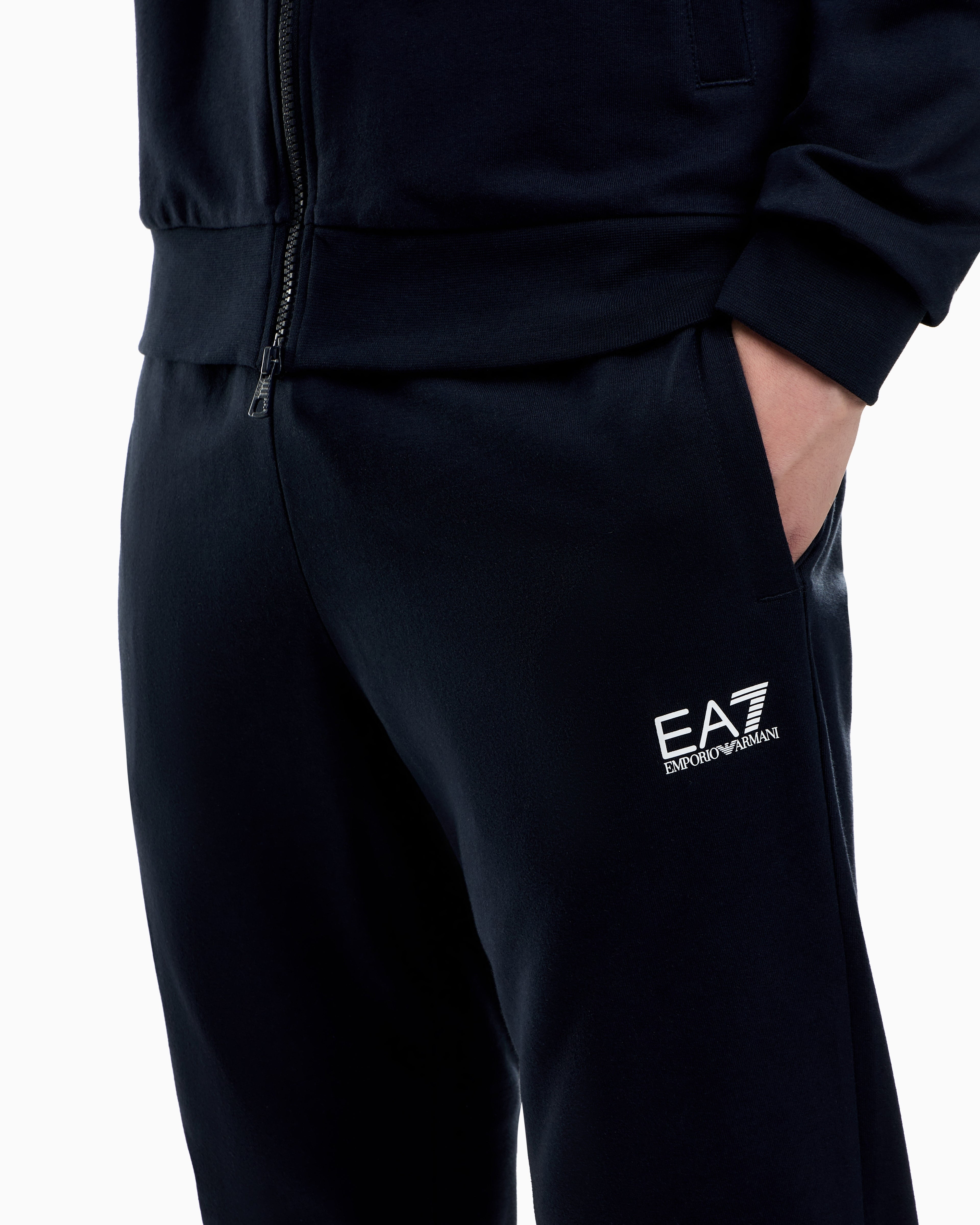EA7 Cotton suit with zip and stand collar Core Identity