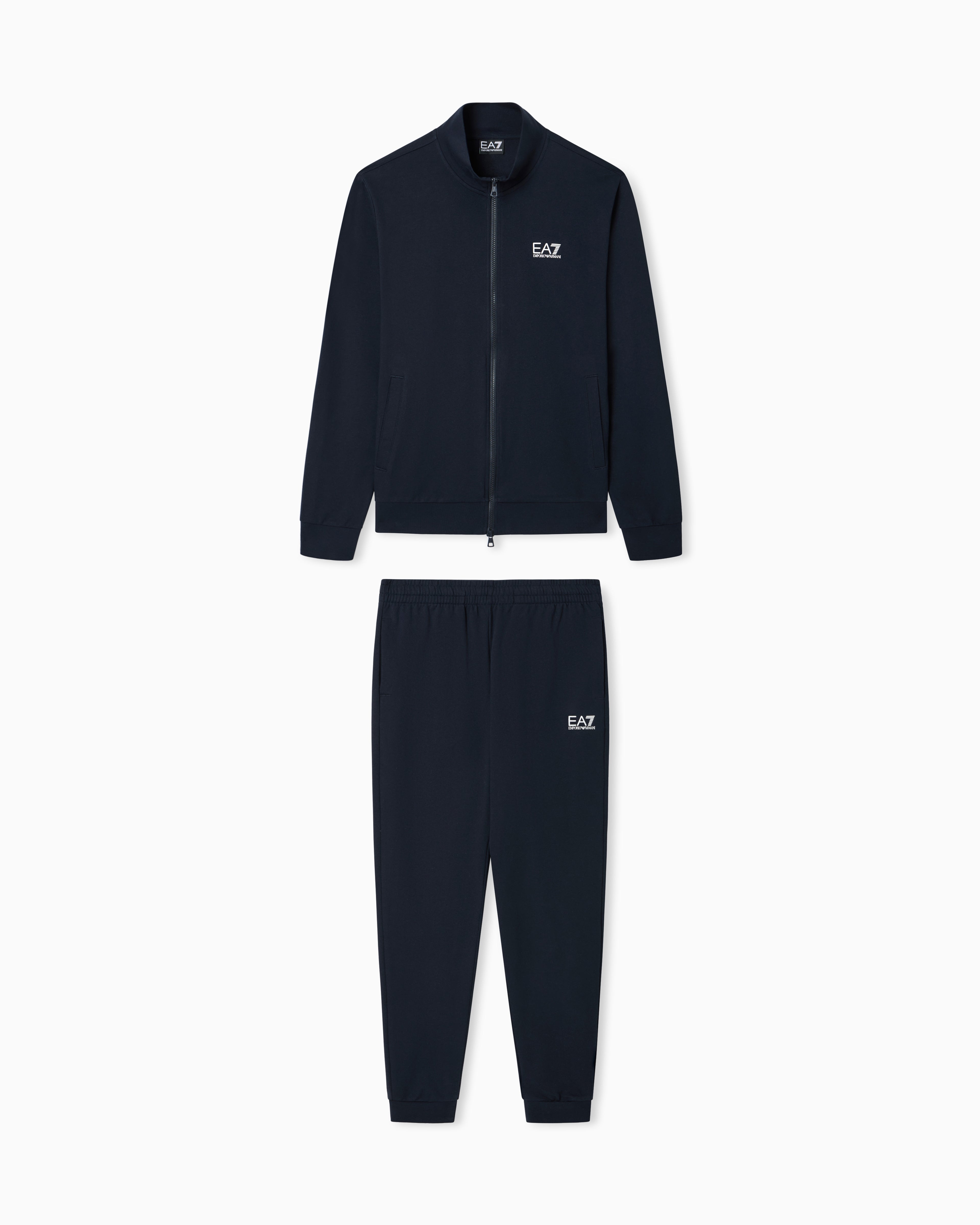 EA7 Cotton suit with zip and stand collar Core Identity