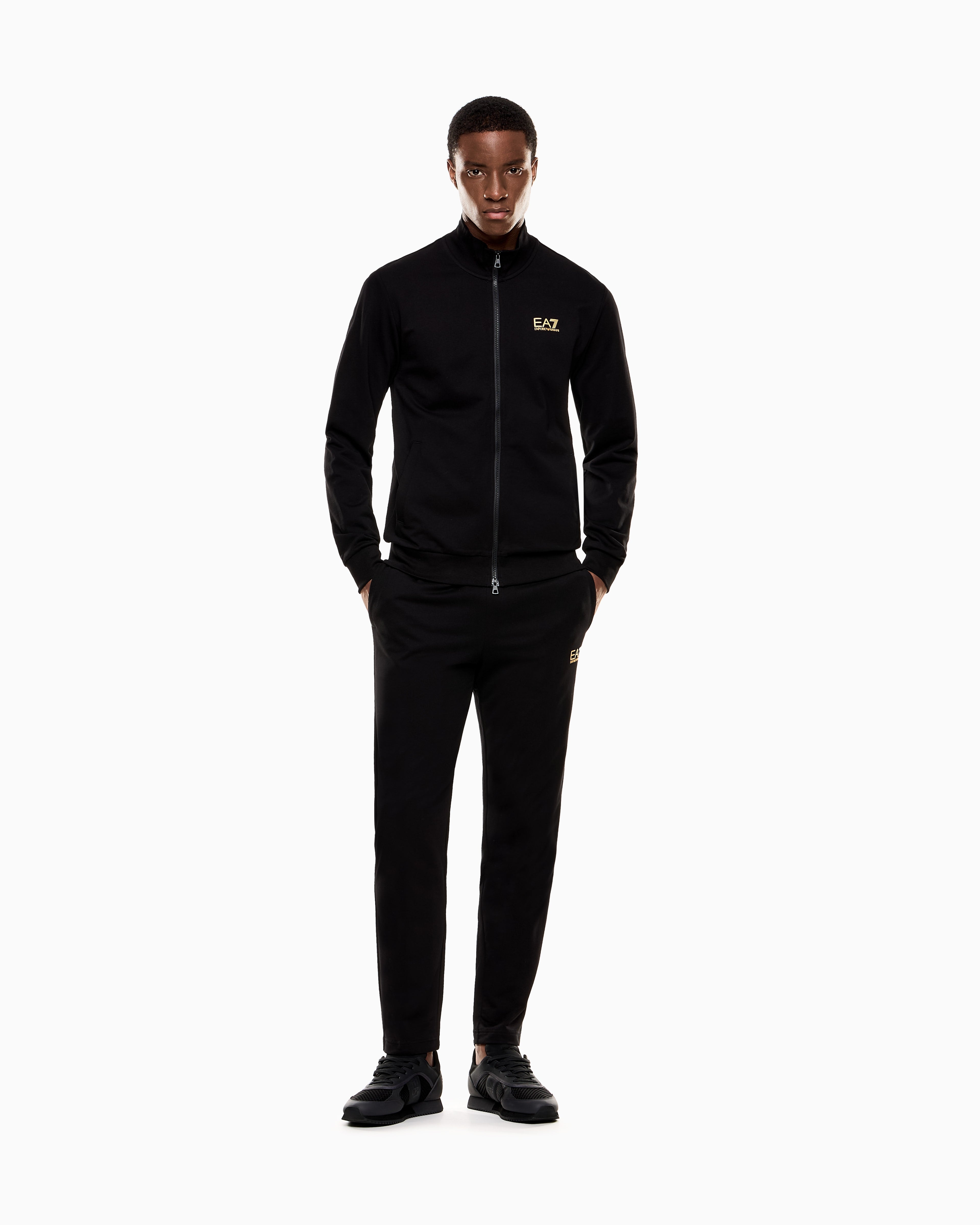 EA7 Cotton suit with a stand collar and zip Core Identity
