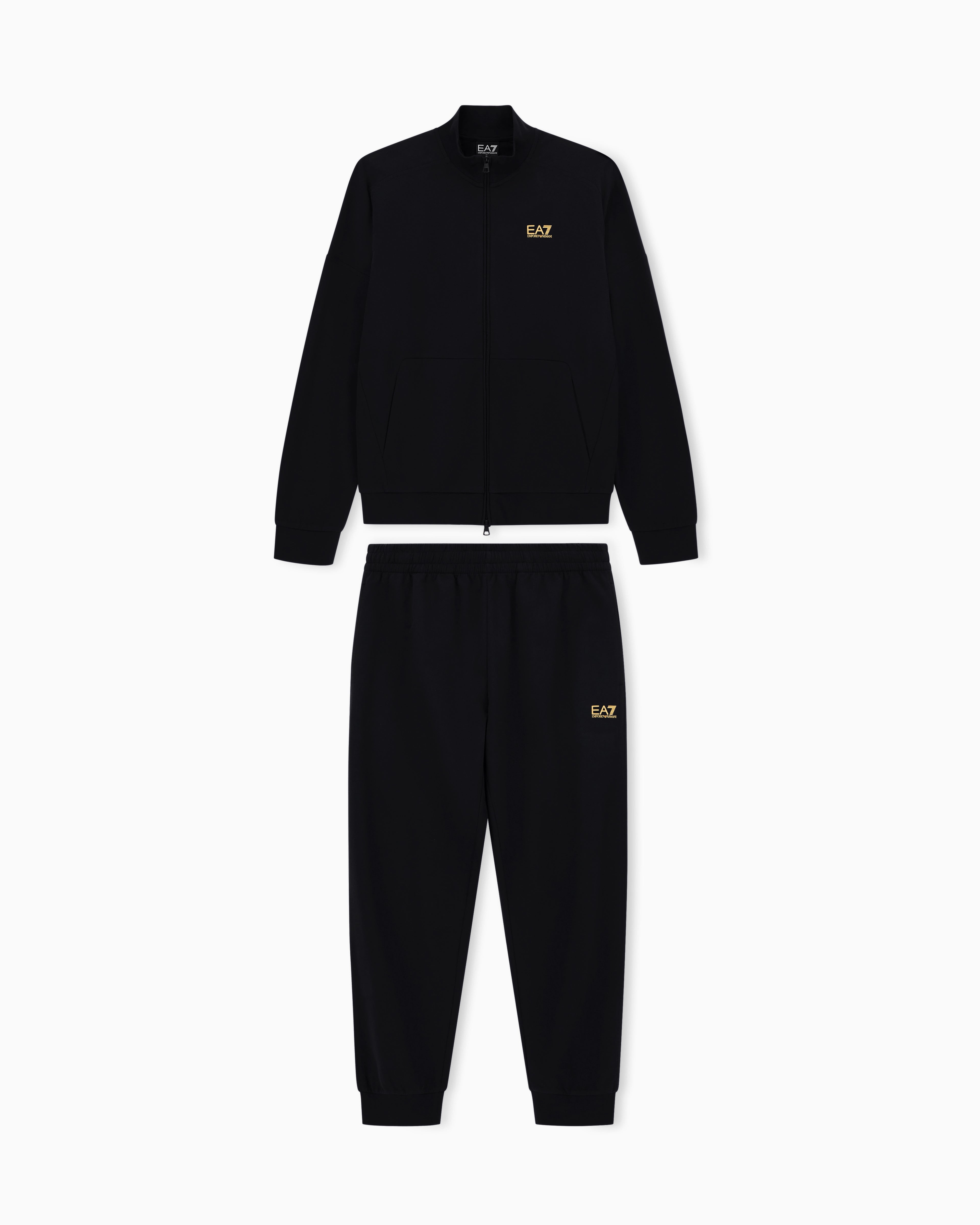 EA7 Cotton suit with a stand collar and zip Core Identity