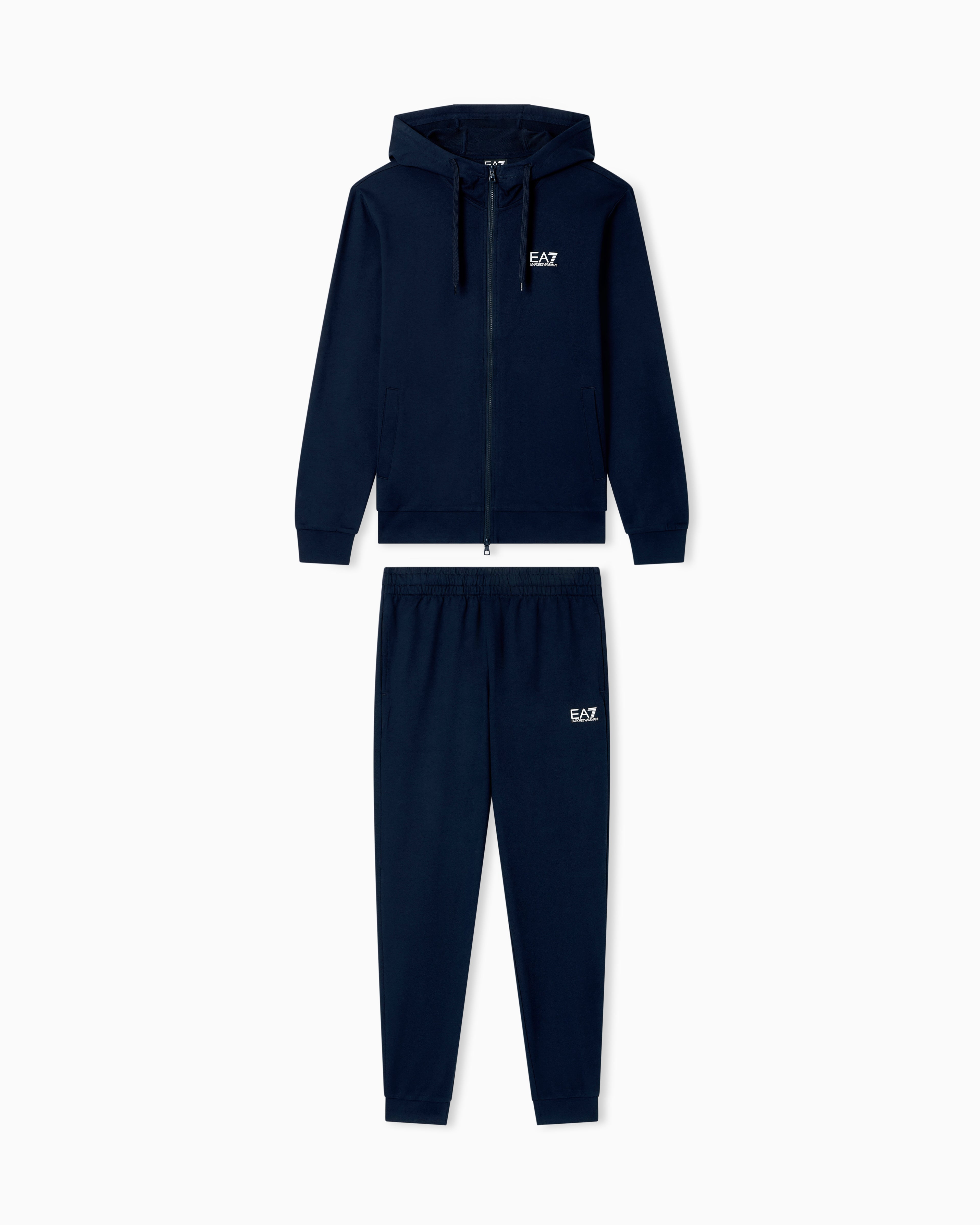 EA7 Cotton two-piece suit with a zip hoodie Core Identity
