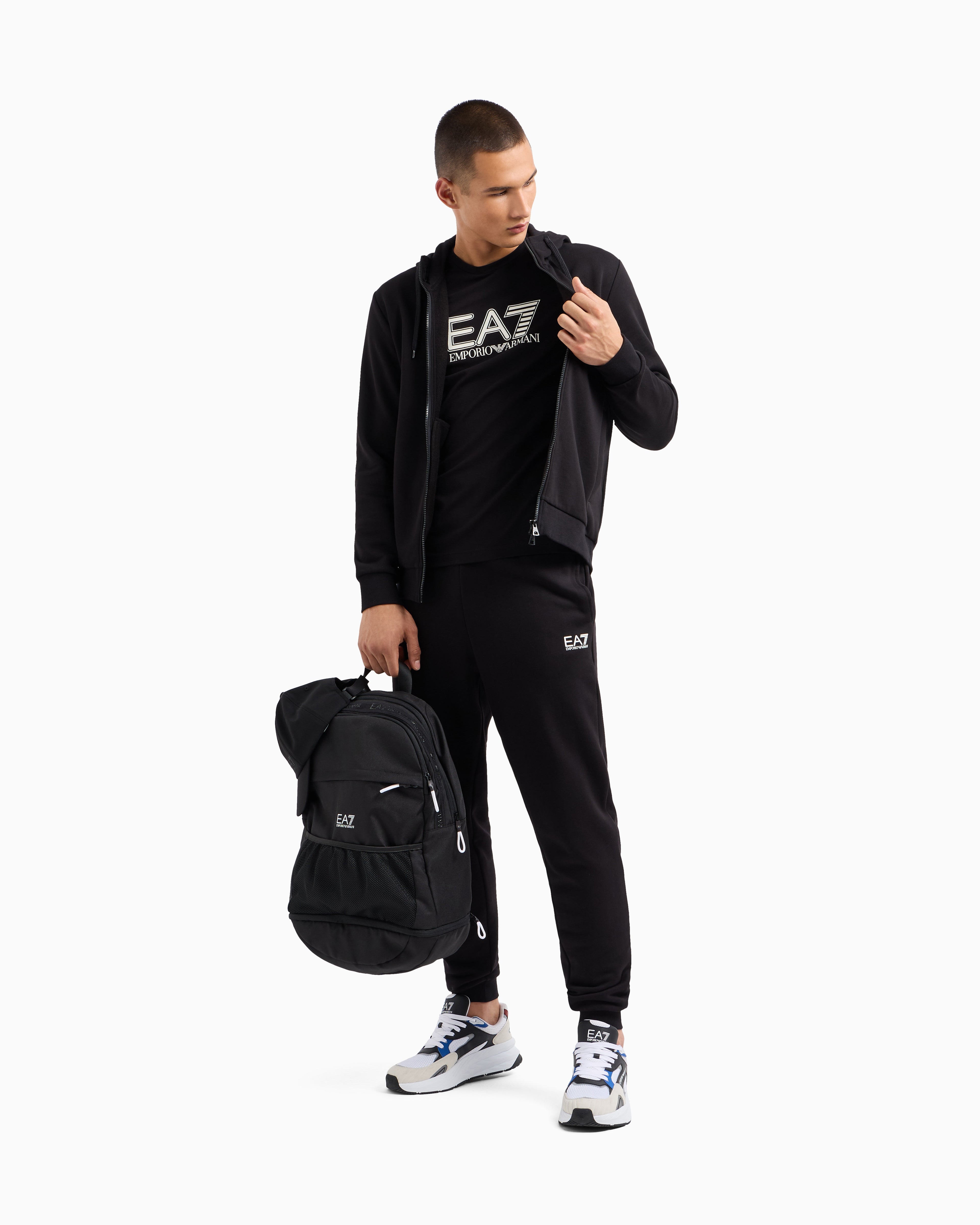 EA7 Core Identity cotton-blend hooded tracksuit