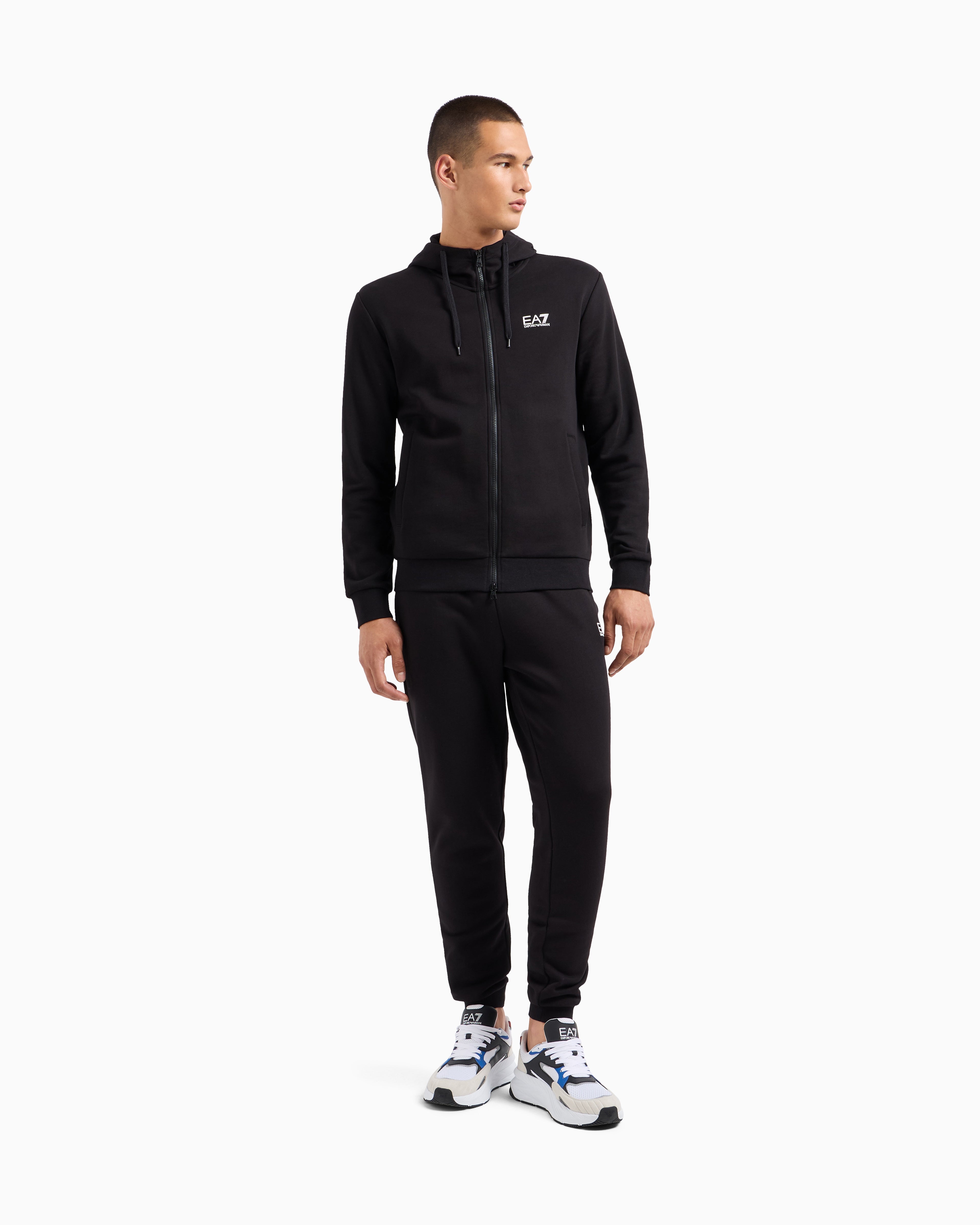 EA7 Core Identity cotton-blend hooded tracksuit