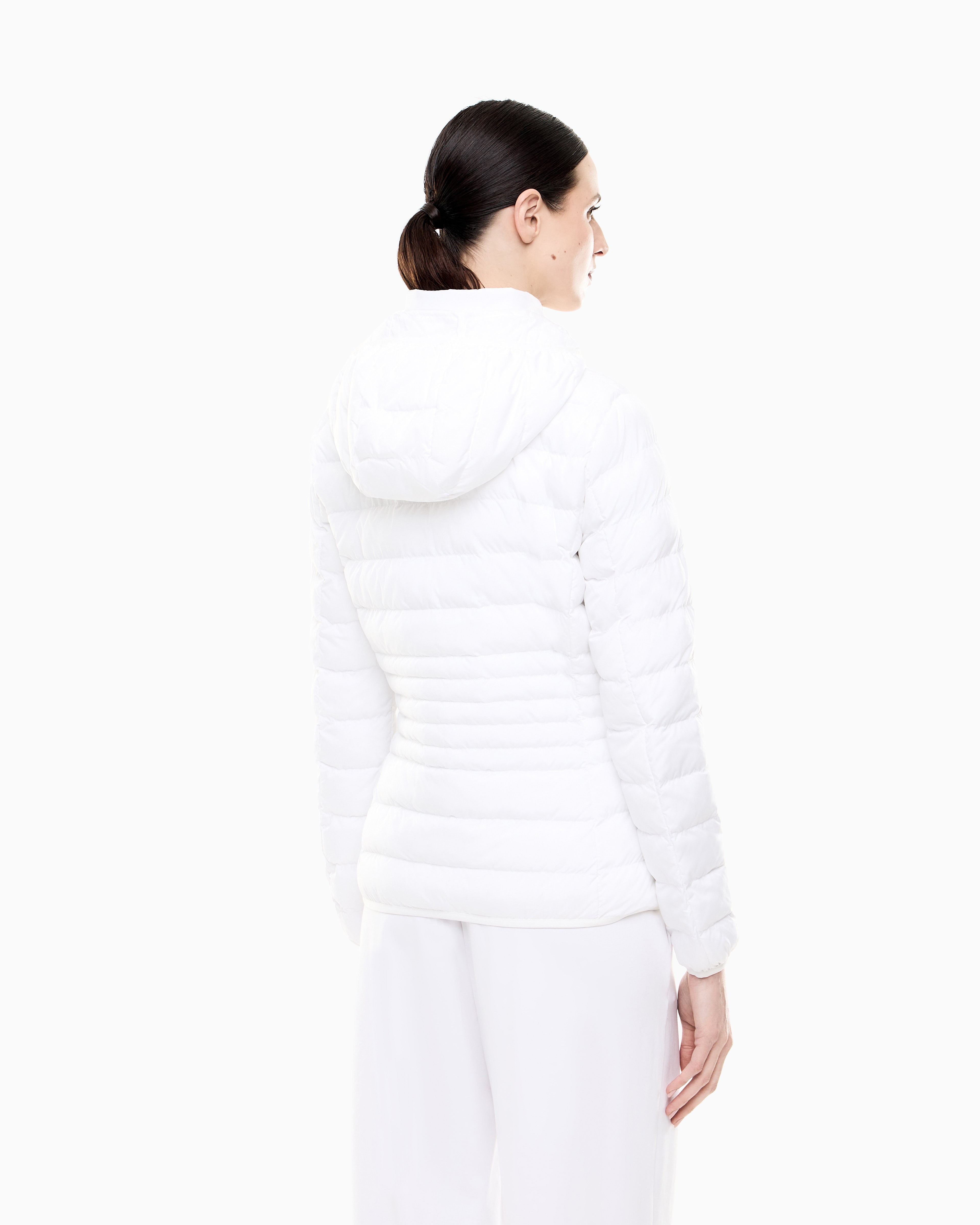 EA7 Padded jacket in technical fabric with a hood and zipper
