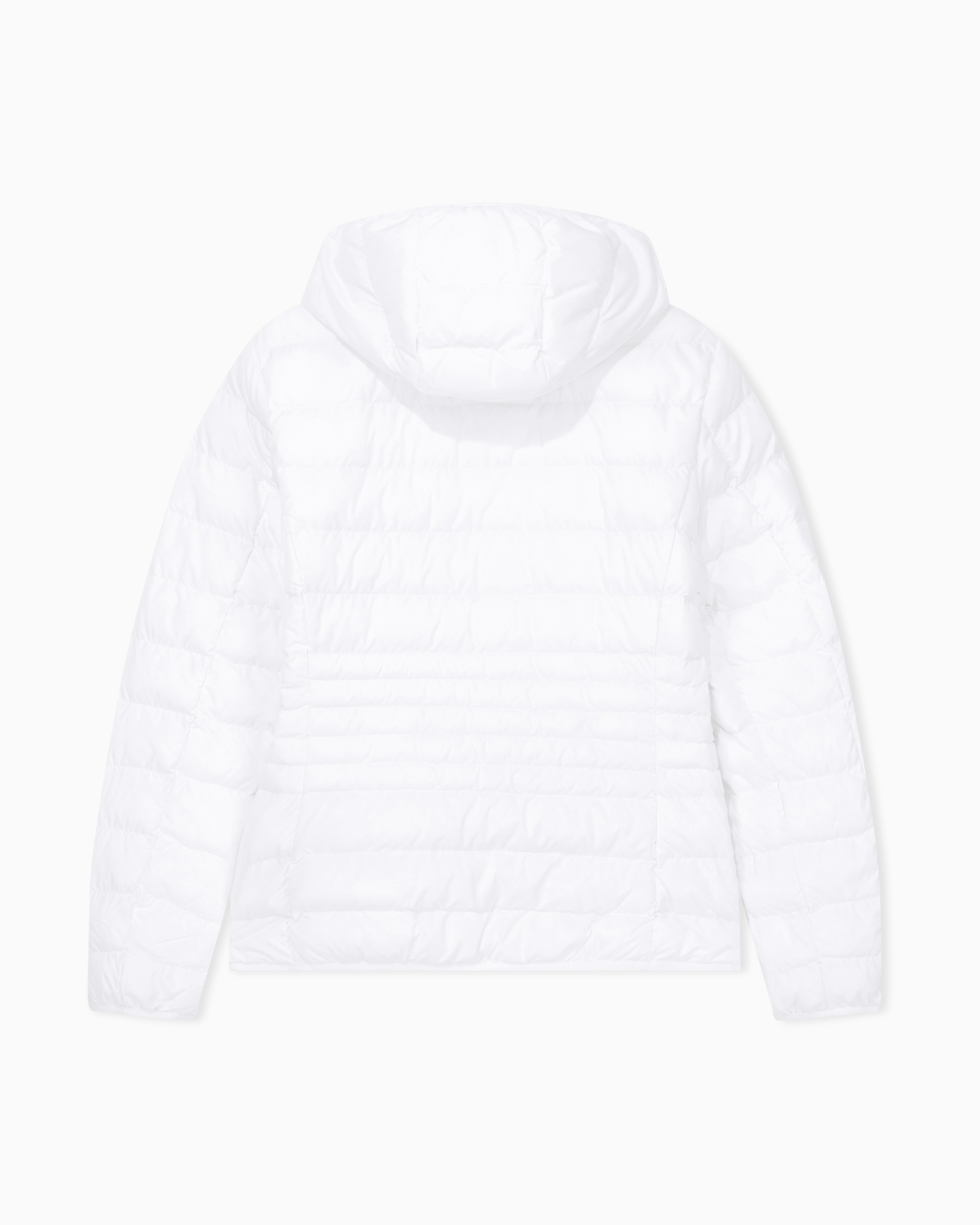 EA7 Padded jacket in technical fabric with a hood and zipper