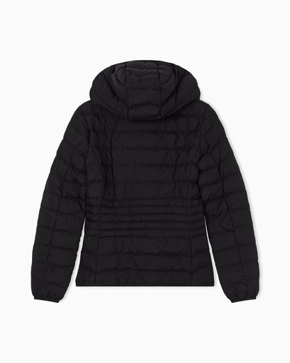 EA7 Padded jacket in technical fabric with a hood and zipper