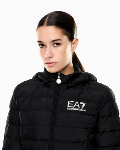 EA7 Core Lady recycled technical fabric padded hooded jacket