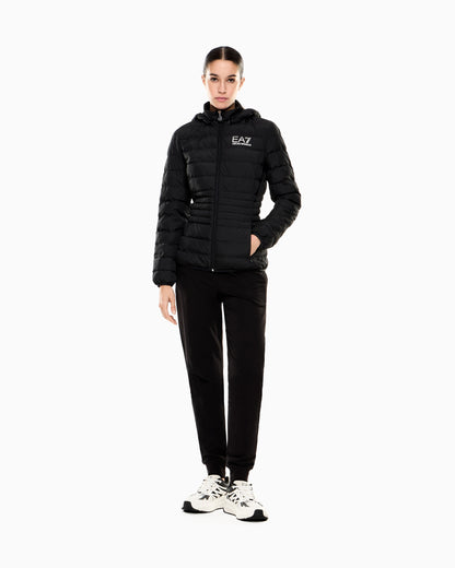EA7 Core Lady recycled technical fabric padded hooded jacket