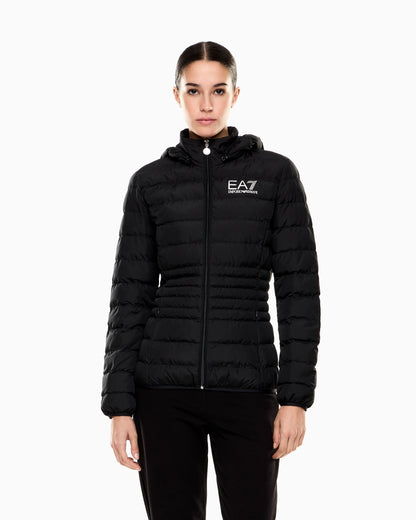 EA7 Core Lady recycled technical fabric padded hooded jacket