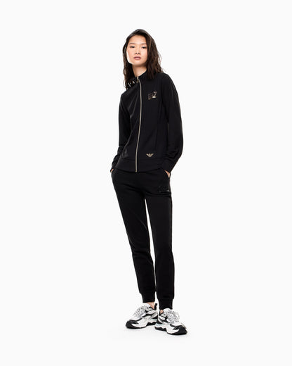 EA7 Stretch zip up sweatshirt with studded logo Evolution