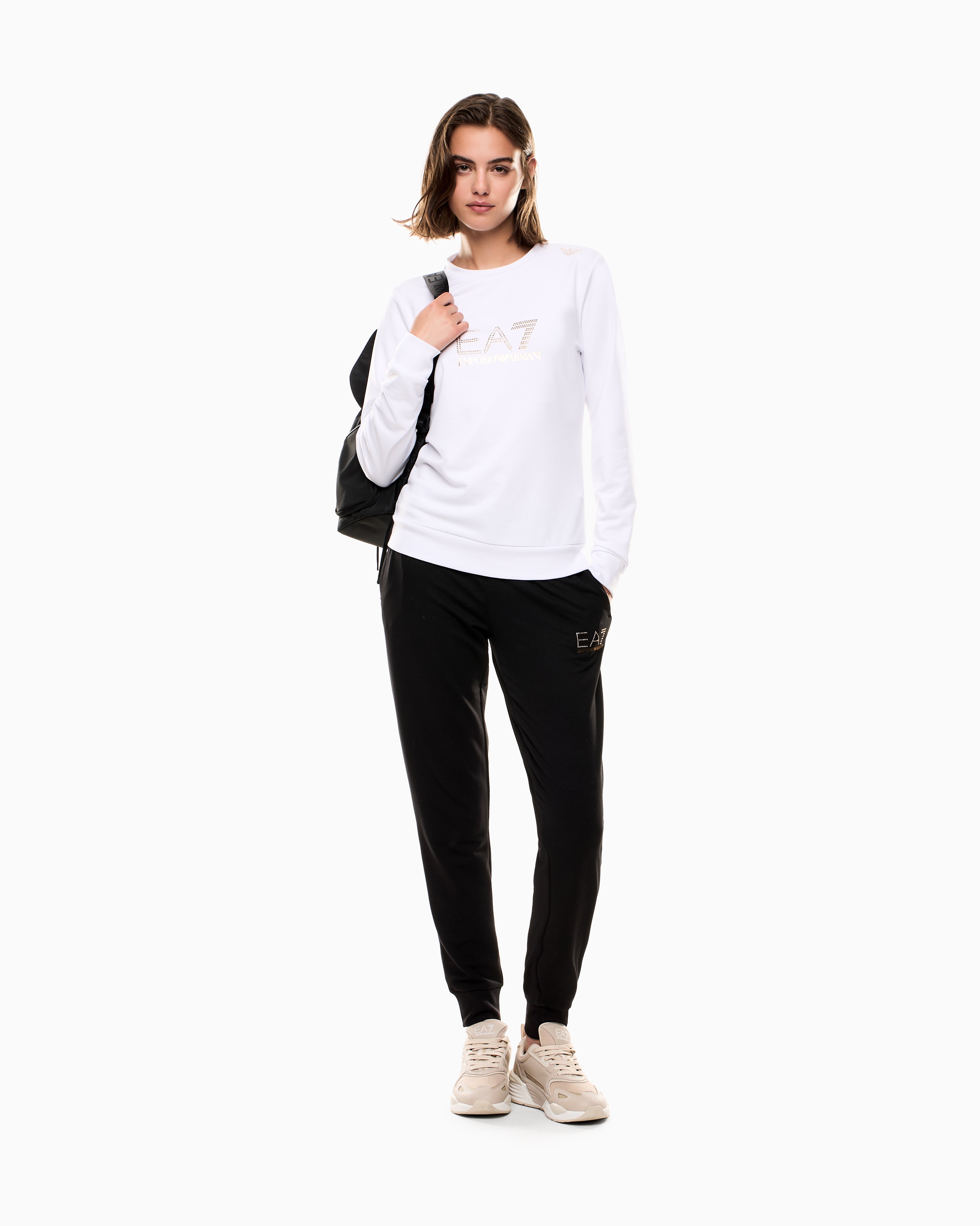 EA7 Stretch sweatshirt in a viscose blend with studs Evolution