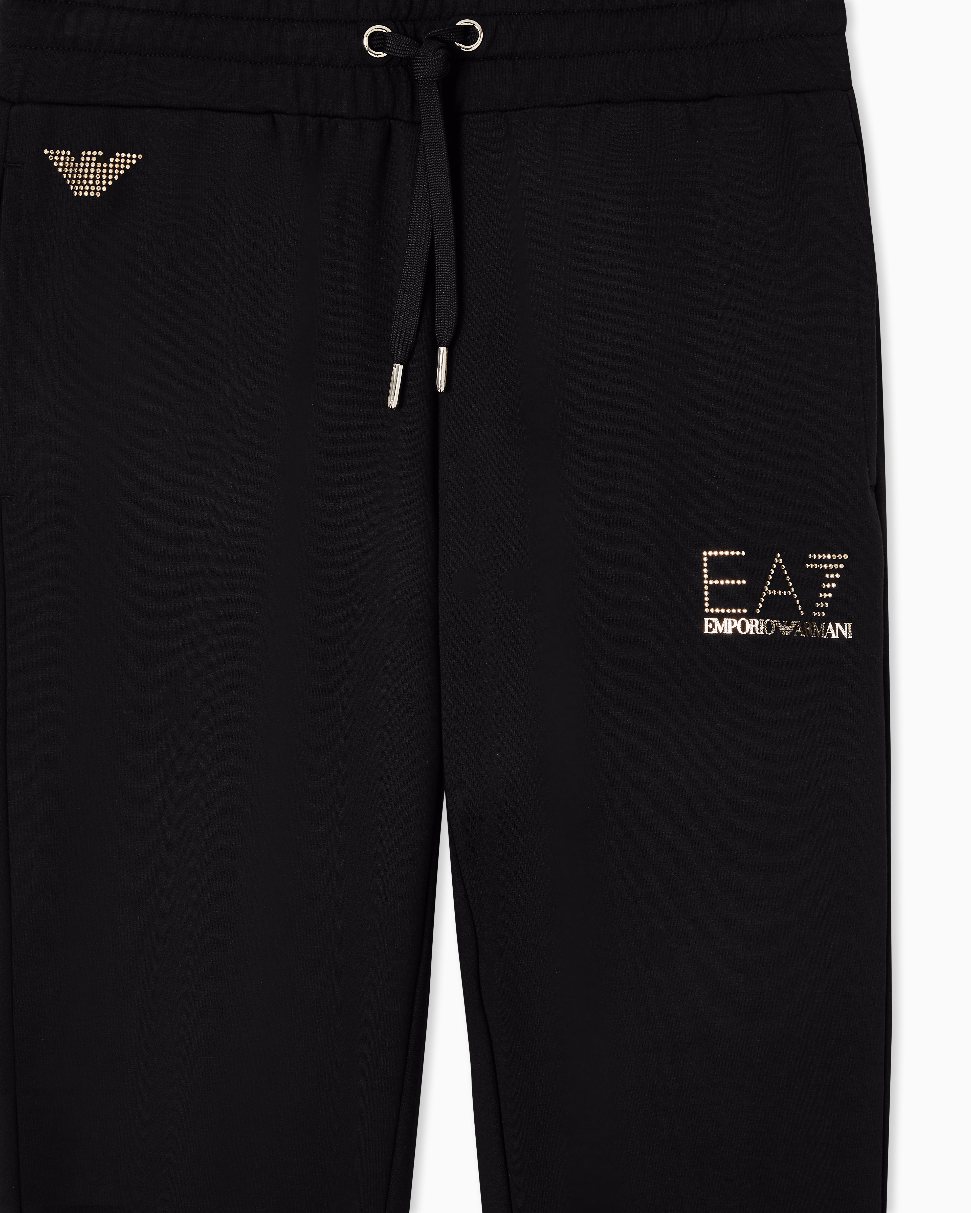 EA7 Viscose joggers with a studded logo and drawstring Evolution