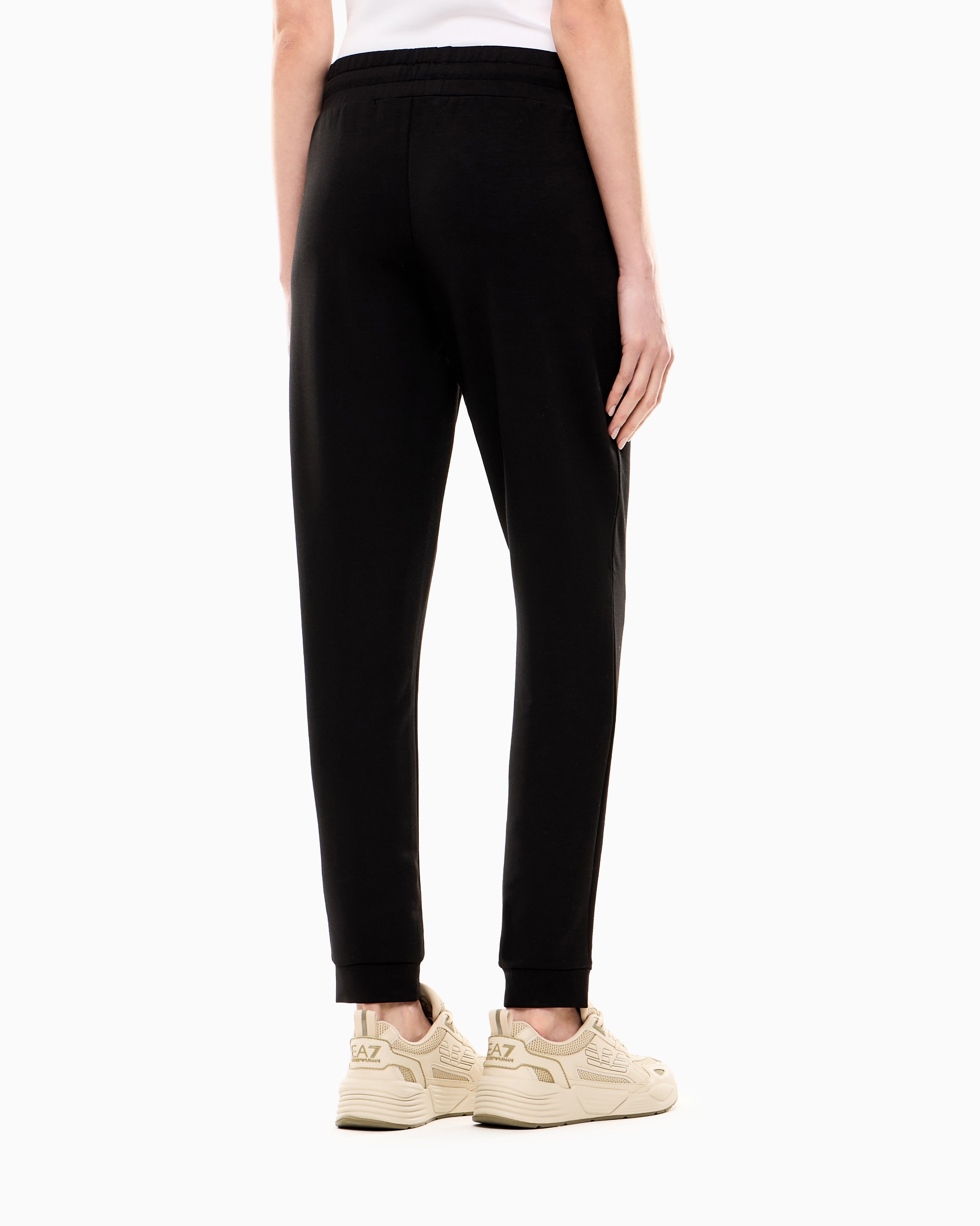 EA7 Viscose joggers with a studded logo and drawstring Evolution