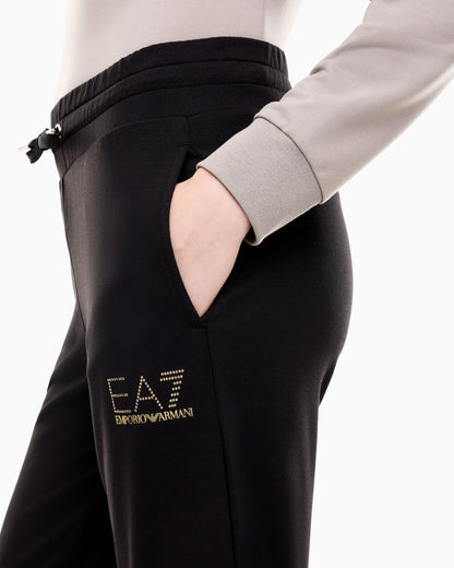EA7 Viscose joggers with a studded logo and drawstring Evolution