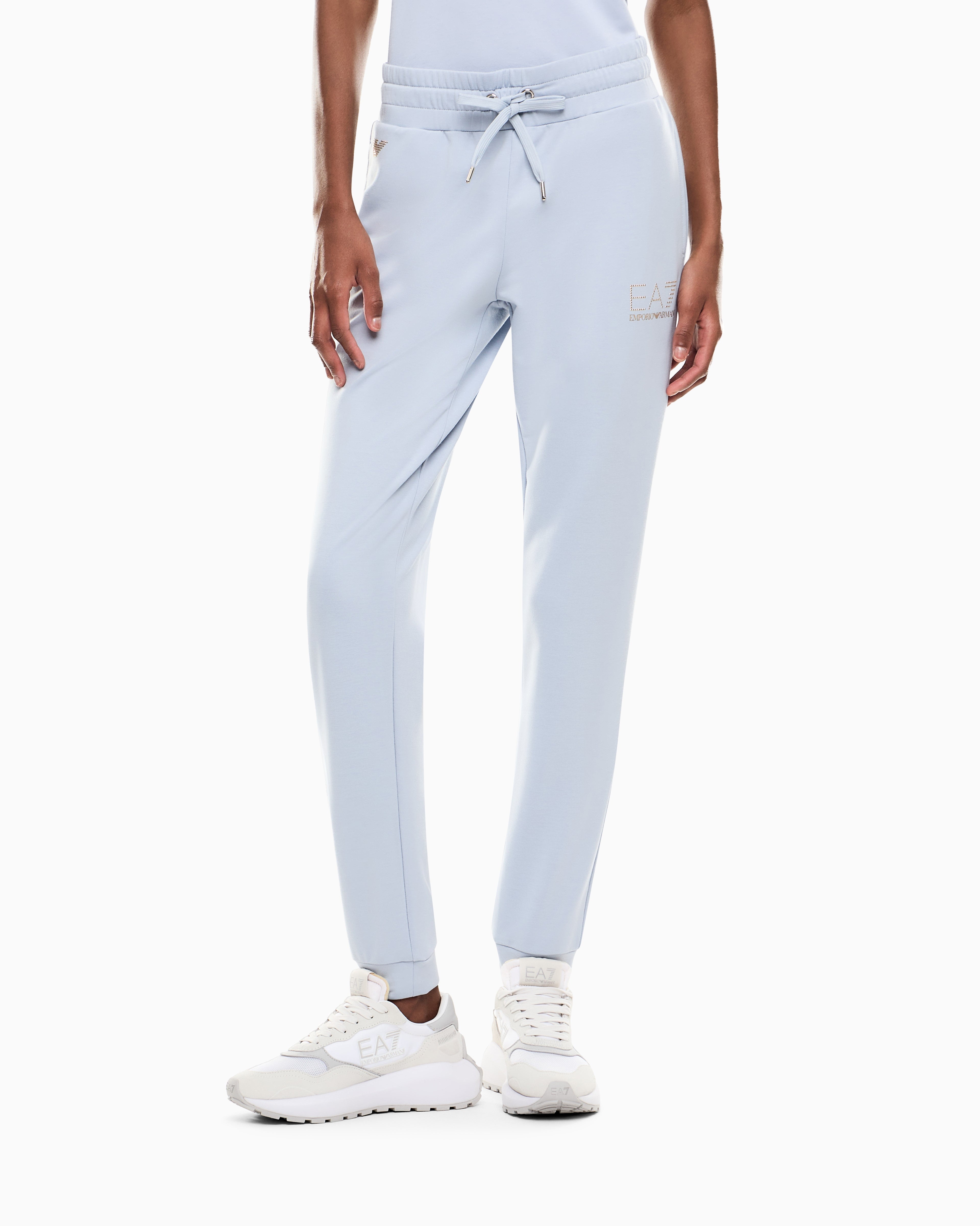 EA7 Viscose joggers with a studded logo and drawstring Evolution