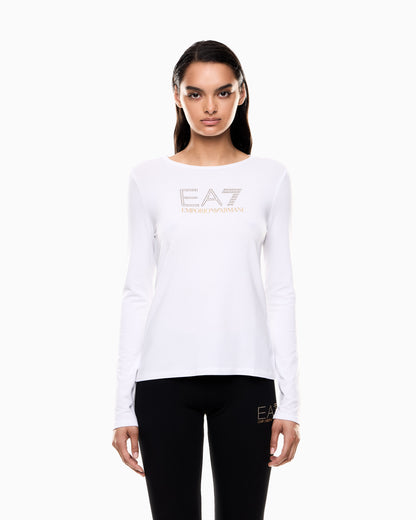 EA7 Stretch t-shirt with crew neck and long sleeves Evolution