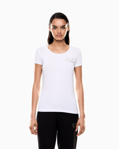 EA7 Stretch crew neck slim t-shirt with micro studs Evolution