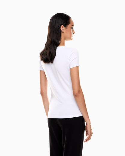 EA7 Stretch crew neck slim t-shirt with micro studs Evolution