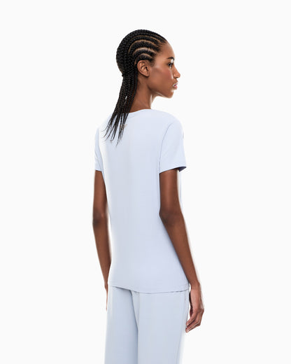 EA7 Stretch t-shirt in cotton with logo and studs Evolution