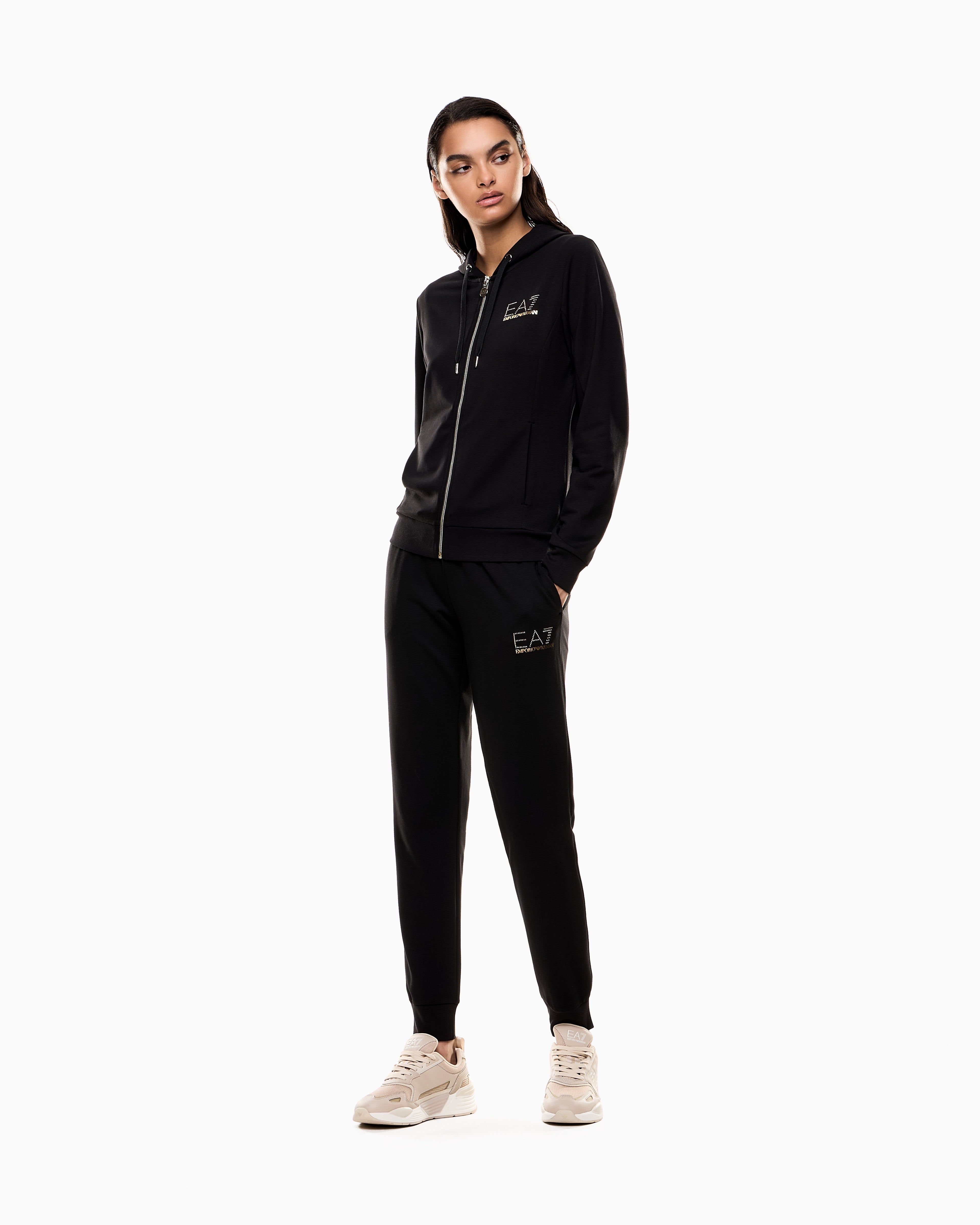 EA7 Viscose suit with a zip-up hoodie and micro-studs Tracksuit