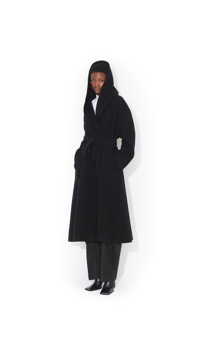 Alaïa Hood Wrap Wool Coat