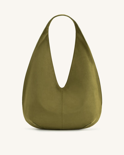 Jw Pei Dara Faux Suede Hobo Bag Dark Olive