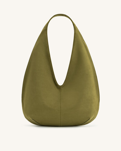 Jw Pei Dara Faux Suede Hobo Bag Dark Olive