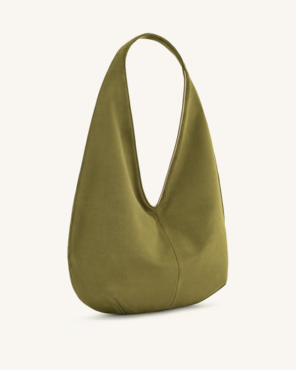 Jw Pei Dara Faux Suede Hobo Bag Dark Olive