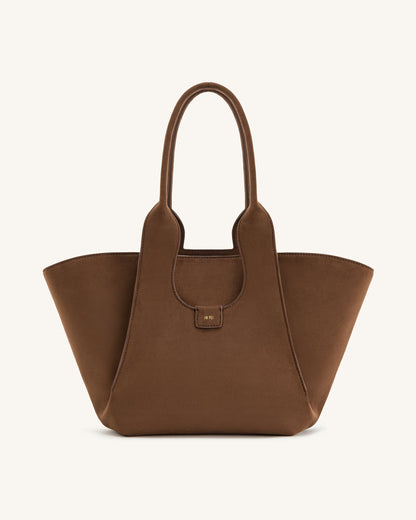 Jw Pei Cara Faux Suede Tote Bag Mocha Brown
