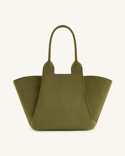 Jw Pei Cara Faux Suede Tote Bag Dark Olive