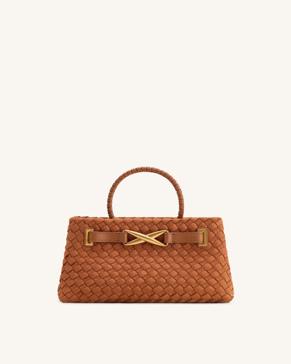 Jw Pei Elora Faux Suede Woven Tote Bag Brown