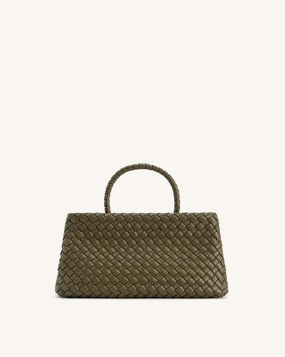 Jw Pei Elora Woven Tote Bag Dark Olive