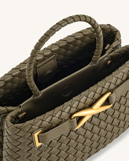 Jw Pei Elora Woven Tote Bag Dark Olive