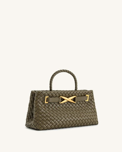 Jw Pei Elora Woven Tote Bag Dark Olive