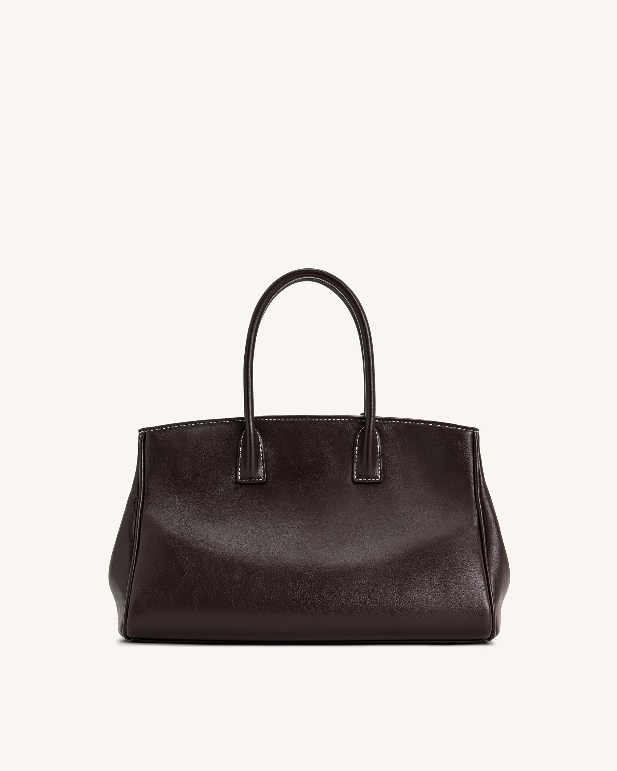 Jw Pei Ziva Metal Lock Decoration Tote Bag Dark Brown