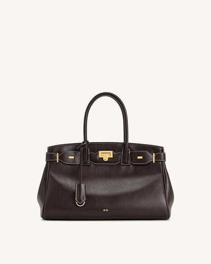 Jw Pei Ziva Metal Lock Decoration Tote Bag Dark Brown
