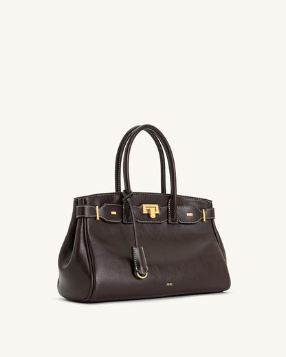 Jw Pei Ziva Metal Lock Decoration Tote Bag Dark Brown
