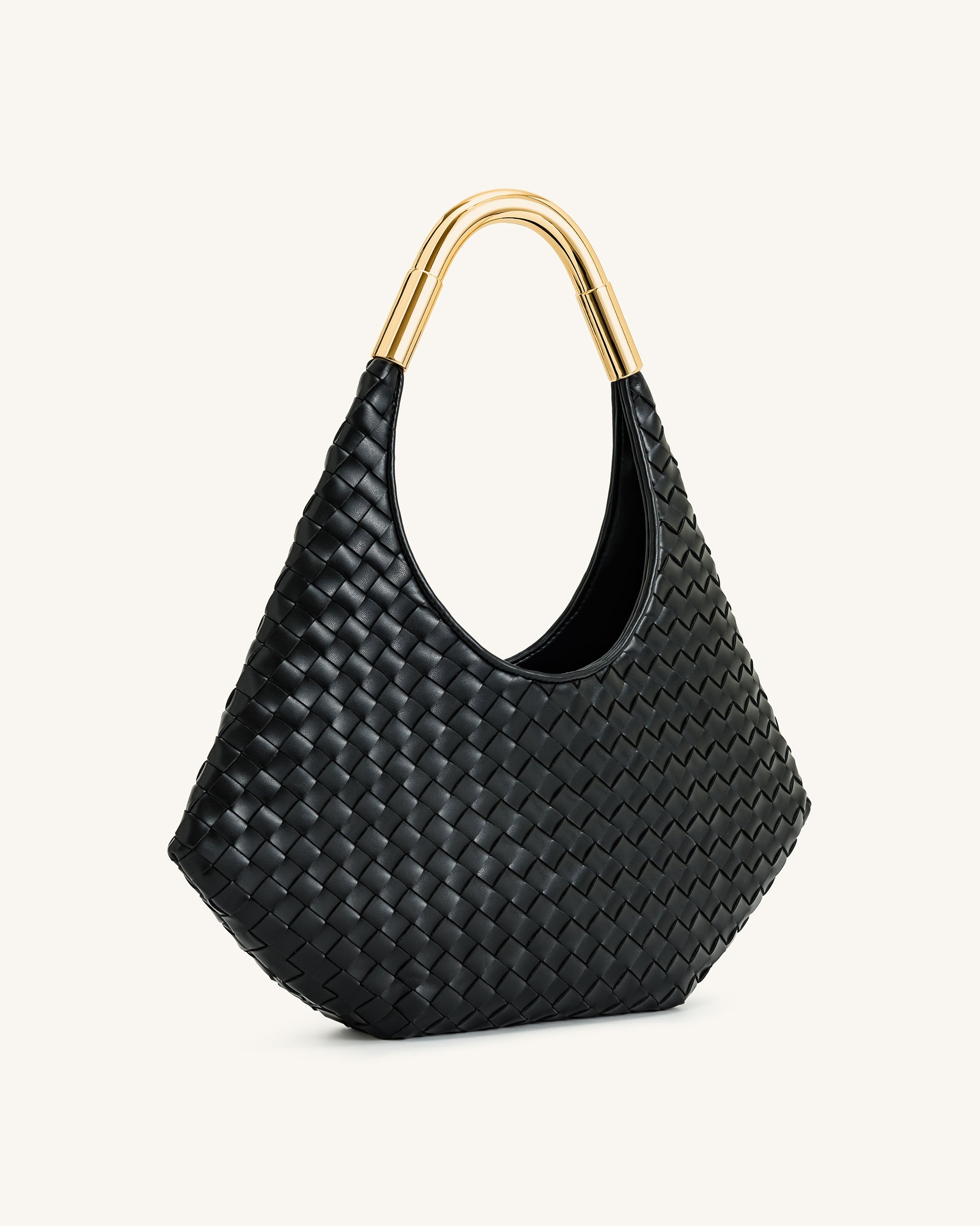 Jw Pei Olivia Hand Woven Metal Handle Hobo Bag Black