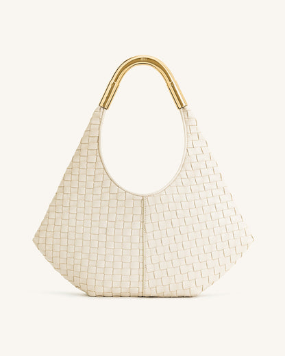 Jw Pei Olivia Hand Woven Metal Handle Hobo Bag White