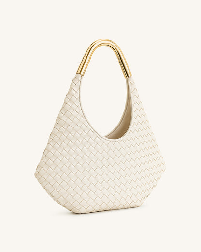 Jw Pei Olivia Hand Woven Metal Handle Hobo Bag White