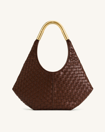 Jw Pei Olivia Hand Woven Metal Handle Hobo Bag Brown