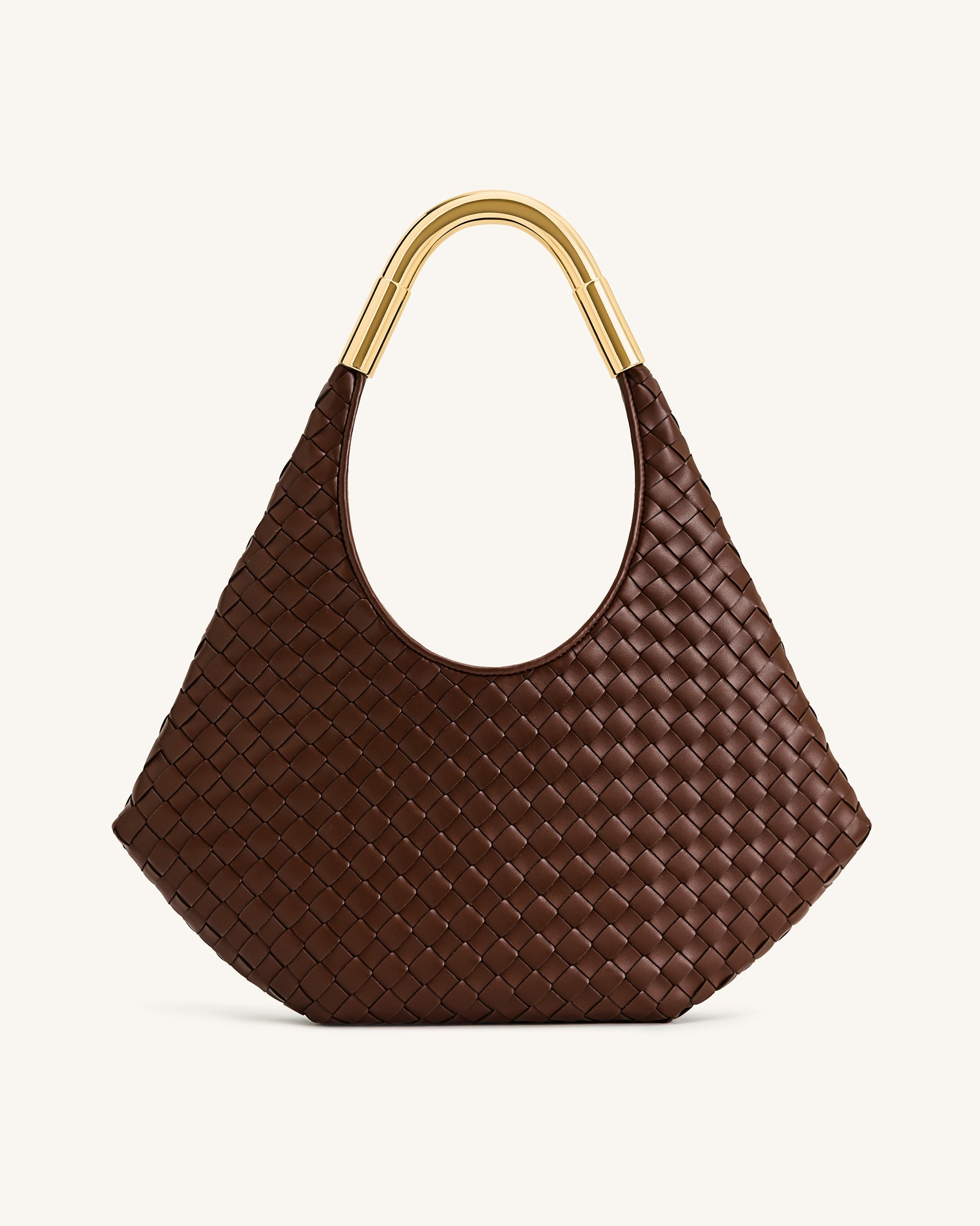 Jw Pei Olivia Hand Woven Metal Handle Hobo Bag Brown
