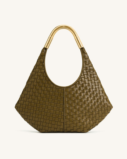 Jw Pei Olivia Hand Woven Metal Handle Hobo Bag Olive Green