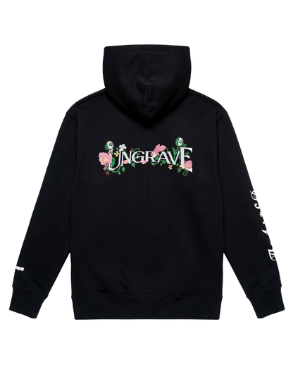 BLACK FLORAL CREST HOODIE