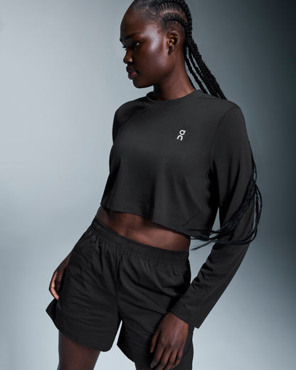 On Train Long-T Crop Black (Women'S)