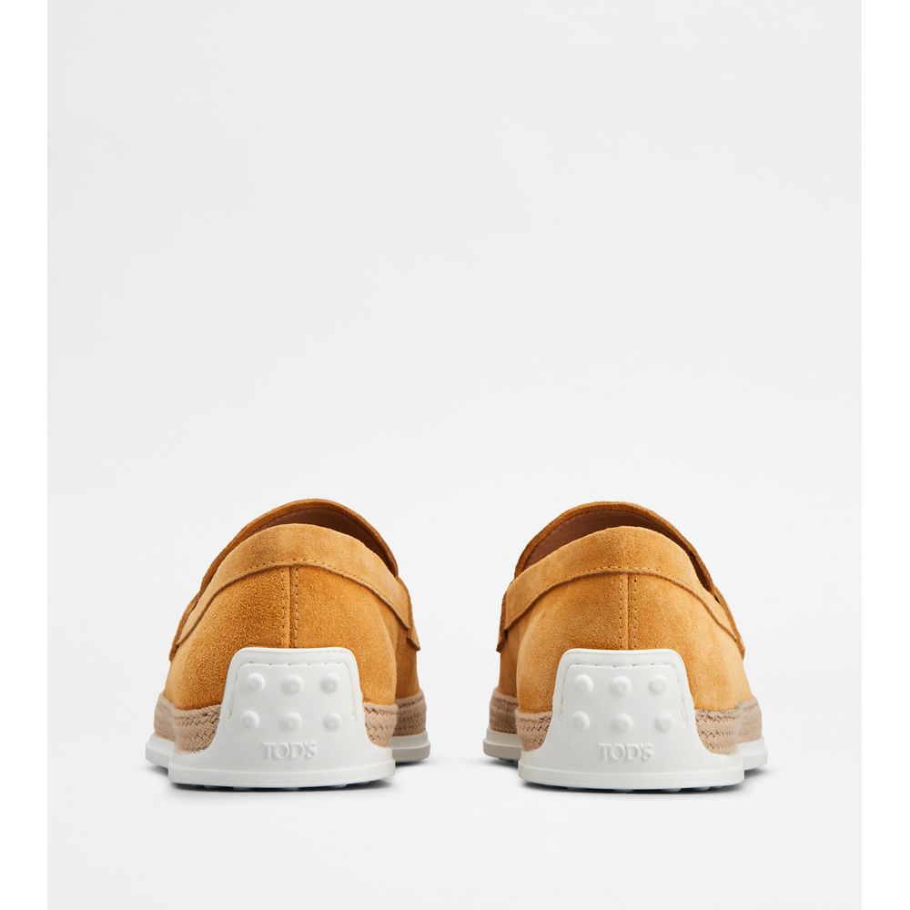 Tods Loafers In Suede Yellow Mens