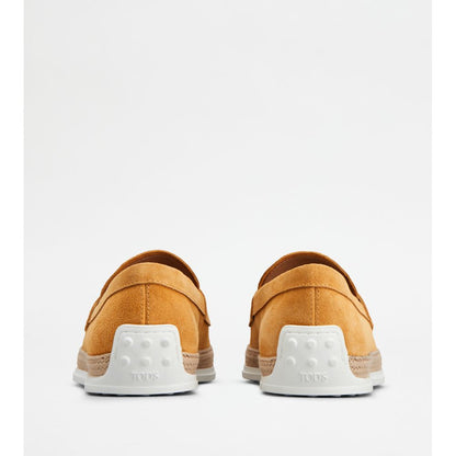 Tods Loafers In Suede Yellow Mens