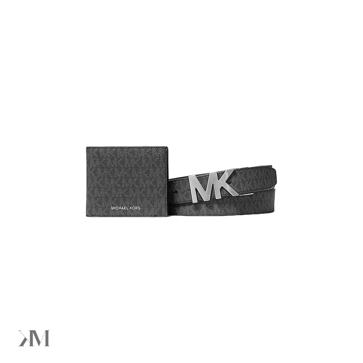Signature Logo Wallet and Reversible Belt Gift Set Black Black