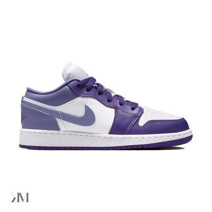 Air Jordan 1 Low GS sneaker in Court Purple, White, and Dusty Amethyst colourway